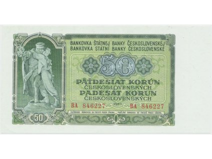 Československo, 50 Koruna 1953, tisk Moskva, série BA, Hej.94a1