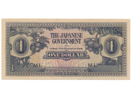 44133 malajsie japonska okupace 1 dollar 1942 p m5b