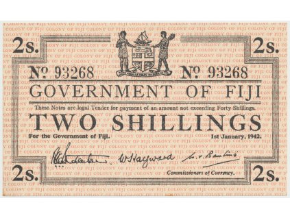 44214 44214 fidzi 2 shillings 1942 p 50a