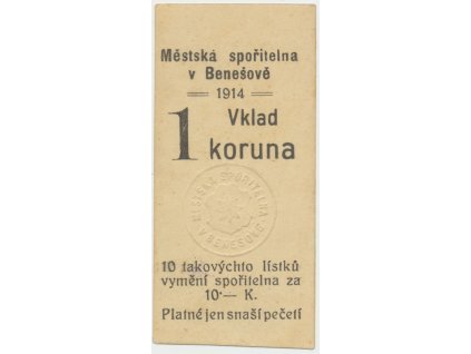Benešov - spořitelna, 1 K 1914, HH.4.1.2.2a