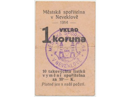 Neveklov - spořitelna, 1 K 1914, HH.149.1.2b.5