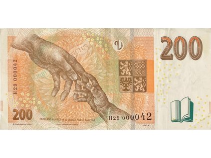 Česká republika, 200 Koruna 2018, pěkné nízké číslo H 29  000042, Hej.CZ32aH