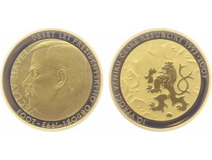 Medaile 2003 - Václav Havel - 10. výročí vzniku České republiky, PROOF