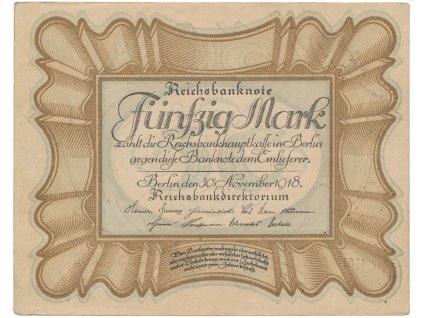 Německo, 50 Mark 1918, "EIERSCHEIN", Ro.57a