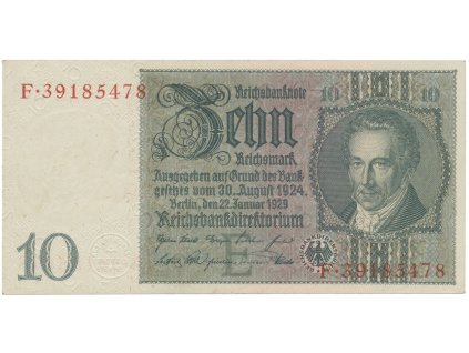 Německo, 10 Reichsmark 1929, typ O/O, Hej.D2c