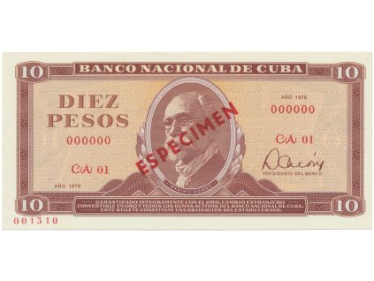 45738 45738 kuba 10 pesos 1978 tisk stc praha anulat especimen bankovni vzor p 104bs