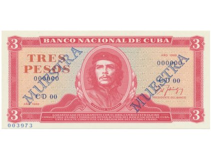 45786 kuba 3 pesos 1988 tisk stc praha anulat 2x muestra bankovni vzor p 107bs