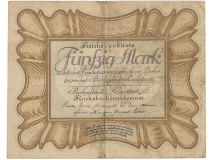 Německo, 50 Mark 1918, "EIERSCHEIN", Ro.57a