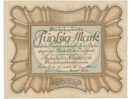 Německo, 50 Mark 1918, "EIERSCHEIN", Ro.57b