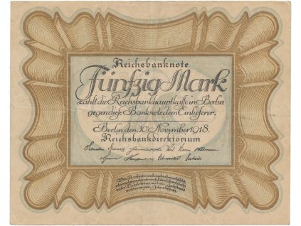 Německo, 50 Mark 1918, "EIERSCHEIN", Ro.57b