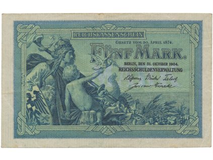 Německo, 5 Mark 1904, 6-místný číslovač, Ro.22a