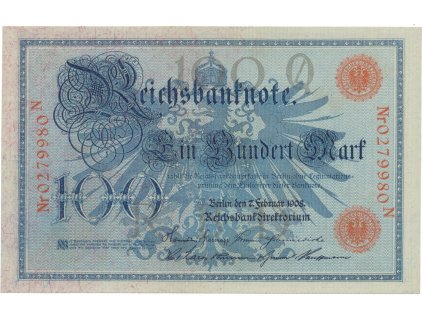 45876 45876 45876 nemecko 100 mark 1908 cerveny cislovac 29 mm ro 33b