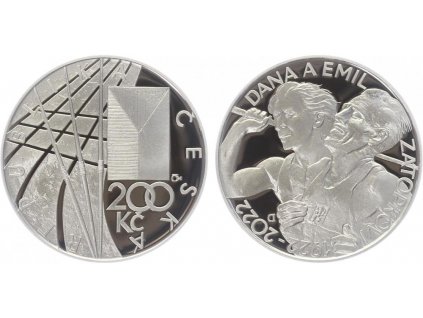 200 Kč 2022 - Dana a Emil Zátopkovi, PROOF, bez certifikátu