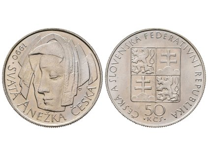 47121 47121 47121 50 kcs 1990 svata anezka ceska bez signatury autora