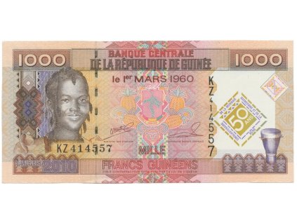 Guinea, 1000 Francs 2010, pamětní vydání, P.43