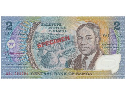47355 47355 47355 samoa 2 tala 1990 bankovni vzor aaj 000000 pretisk specimen plastova p 31es