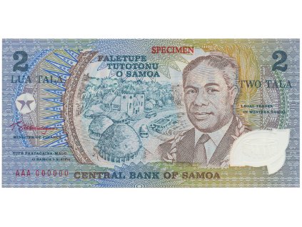 47358 47358 47358 samoa 2 tala 1990 bankovni vzor aaa 000000 pretisk specimen plastova p 31as