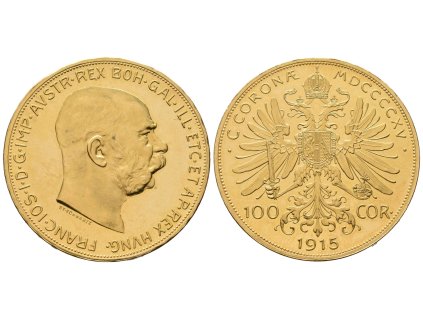 Rakousko - Uhersko, 100 Koruna 1915 - novoražba, Au 0,900 (33,875 g)