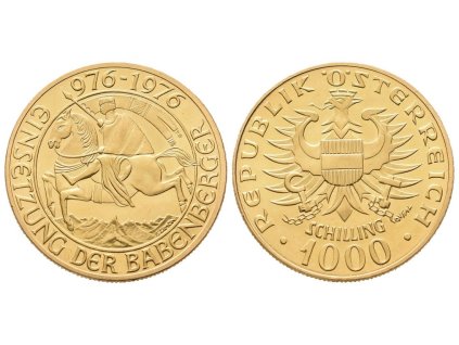 1000 Schilling 1976 - Babenberg, Au 0,900, 27 mm (13,49 g)