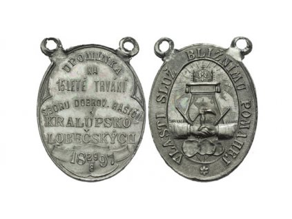 4845 ae medaile 1897 smakal upominka na 15 lete trvani sboru dobrovolnych hasicu kralu