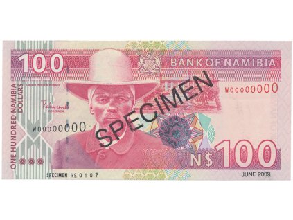 Namíbie, 100 Namibia Dollars (2003), bankovní vzor, W 00000000, P.9As