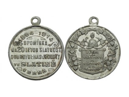 4905 4905 slatina u brna upominka na 20 letou slavnost dobrovolneho hasicskeho sboru