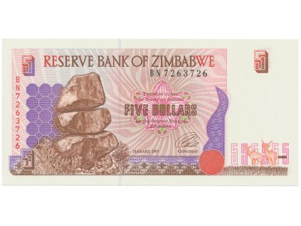 49117 49117 zimbabwe 5 dollars 1997 p 5b