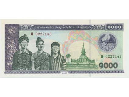 Laos, 1000 Kip 2003, náhradní série II, P.32Ar2