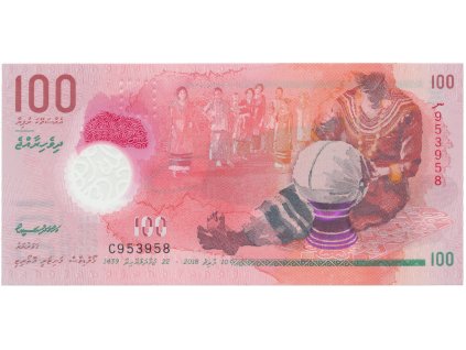 Maledivy, 100 Rufiyaa 2018, plastová, P.29c