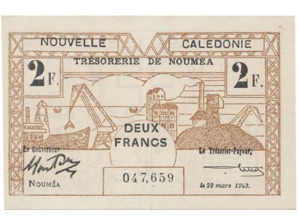 49747 49747 nova kaledonie 2 francs 29 3 1943 p 56