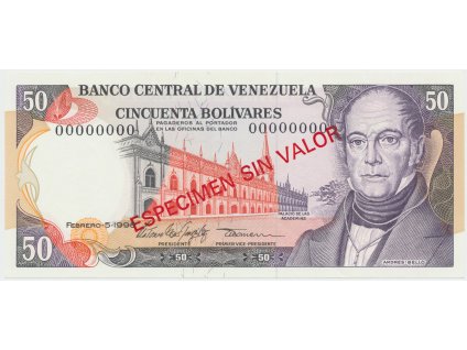 Venezuela, 50 Bolivares 1998, anulát - ESPECIMEN SIN VALOR, P.65fs