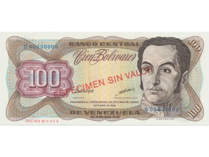 Venezuela, 100 Bolivares 1998, anulát - ESPECIMEN SIN VALOR, P.66gs