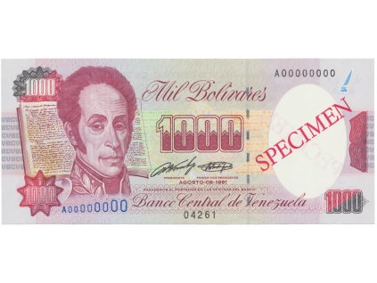 Venezuela, 1000 Bolivares 1991, anulát - SPECIMEN, P.73as