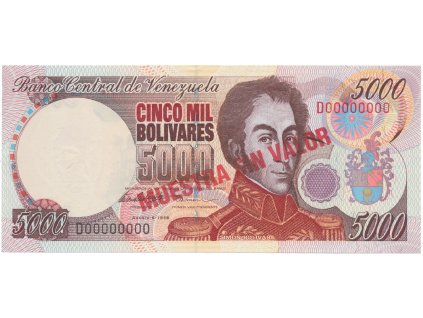 Venezuela, 5000 Bolivares 1998, anulát - MUESTRA SIN VALOR, P.78cs