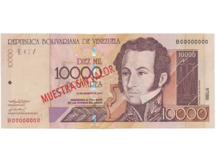 Venezuela, 10.000 Bolivares 2001, anulát - MUESTRA SIN VALOR, P.85bs