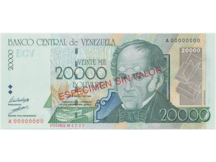 Venezuela, 20.000 Bolivares 1998, anulát - ESPECIMEN, P.82s