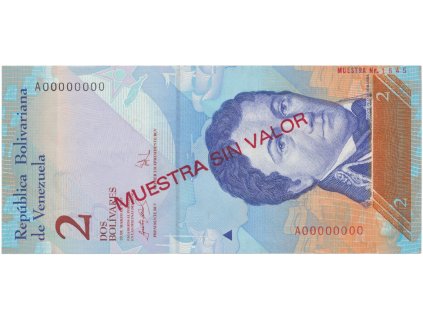 Venezuela, 2 Bolivares 2007, anulát - MUESTRA SIN VALOR, P.88as