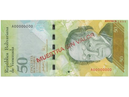 Venezuela, 50 Bolivares 2007, anulát - MUESTRA SIN VALOR, P.92as