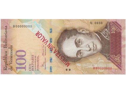 Venezuela, 100 Bolivares 2008, anulát - MUESTRA SIN VALOR, P.93bs