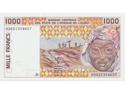 Západoafrické státy, 1000 Francs 2002, D - Mali, P.411Dl