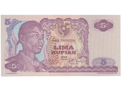 Indonésie, 5 Rupiah 1968, P.104