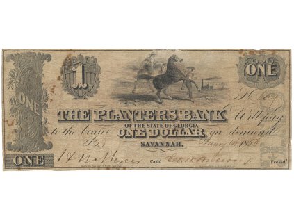 USA, Georgia, Savannah, The Planters Bank, 1 Dollar 1. 1. 1854