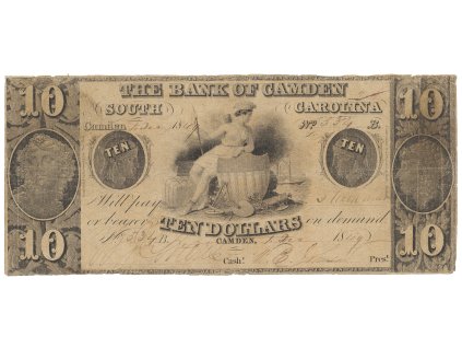 50347 50347 usa south carolina camden the bank of camden 10 dollars 1 12 1849