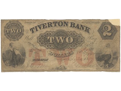 USA, Rhode Island, Tiverton, The Tiverton Bank, 2 Dollars 20. 7. 1859