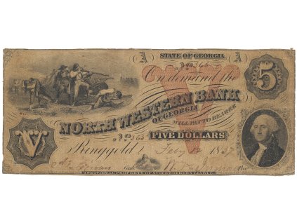 USA, Georgia, North Western Bank of Georgia, 5 Dollars 12. 2. 1857