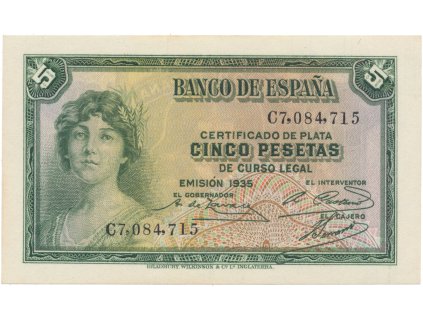 Španělsko, 5 Pesetas 1935, P.85a
