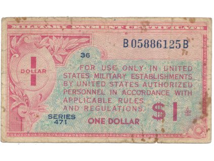 50635 50635 usa vojenske vydani mpc 1 dollar 1947 1948 p m12