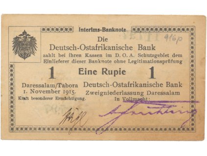 Německá Východní Afrika, 1 Rupie 1. 11. 1915, série Y, R.916p