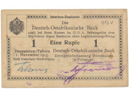 50680 nemecka vychodni afrika 1 rupie 1 11 1915 serie f2 vzacnejsi podpis r 916v