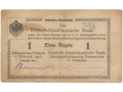 Německá Východní Afrika, 1 Rupie 1. 2. 1916, série S3, R.929t
